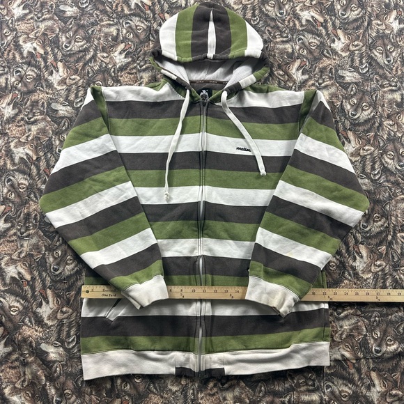 Early 2000s Matix Green and Brown Striped Hoodie - Picture 1 of 4
